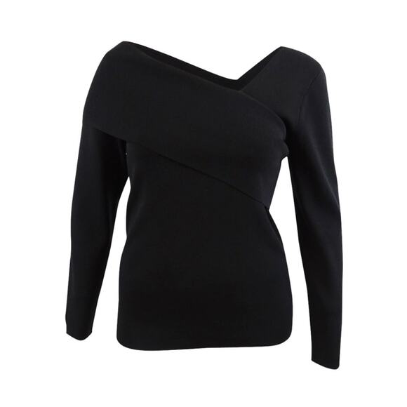 Lauren Ralph Lauren Women Asymmetrical Neck Sweater Black